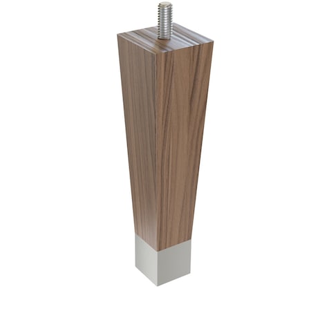 Designs Of Distinction 6" Square Tapered Leg with bolt and 1" Chrome Ferrule - Walnut 01241006WLCR6